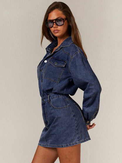 Lenox Utility Pocket Button Front Denim Shirt Dress