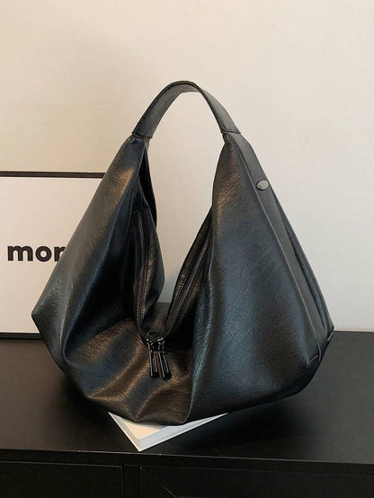 Women's Slouchy Hobo Shoulder Bag, Faux Suede Zip Top Purse for Everyday and Travel