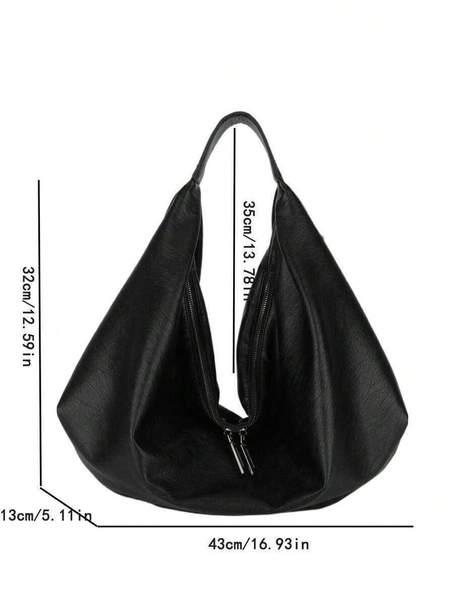 Women's Slouchy Hobo Shoulder Bag, Faux Suede Zip Top Purse for Everyday and Travel