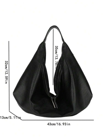 Women's Slouchy Hobo Shoulder Bag, Faux Suede Zip Top Purse for Everyday and Travel