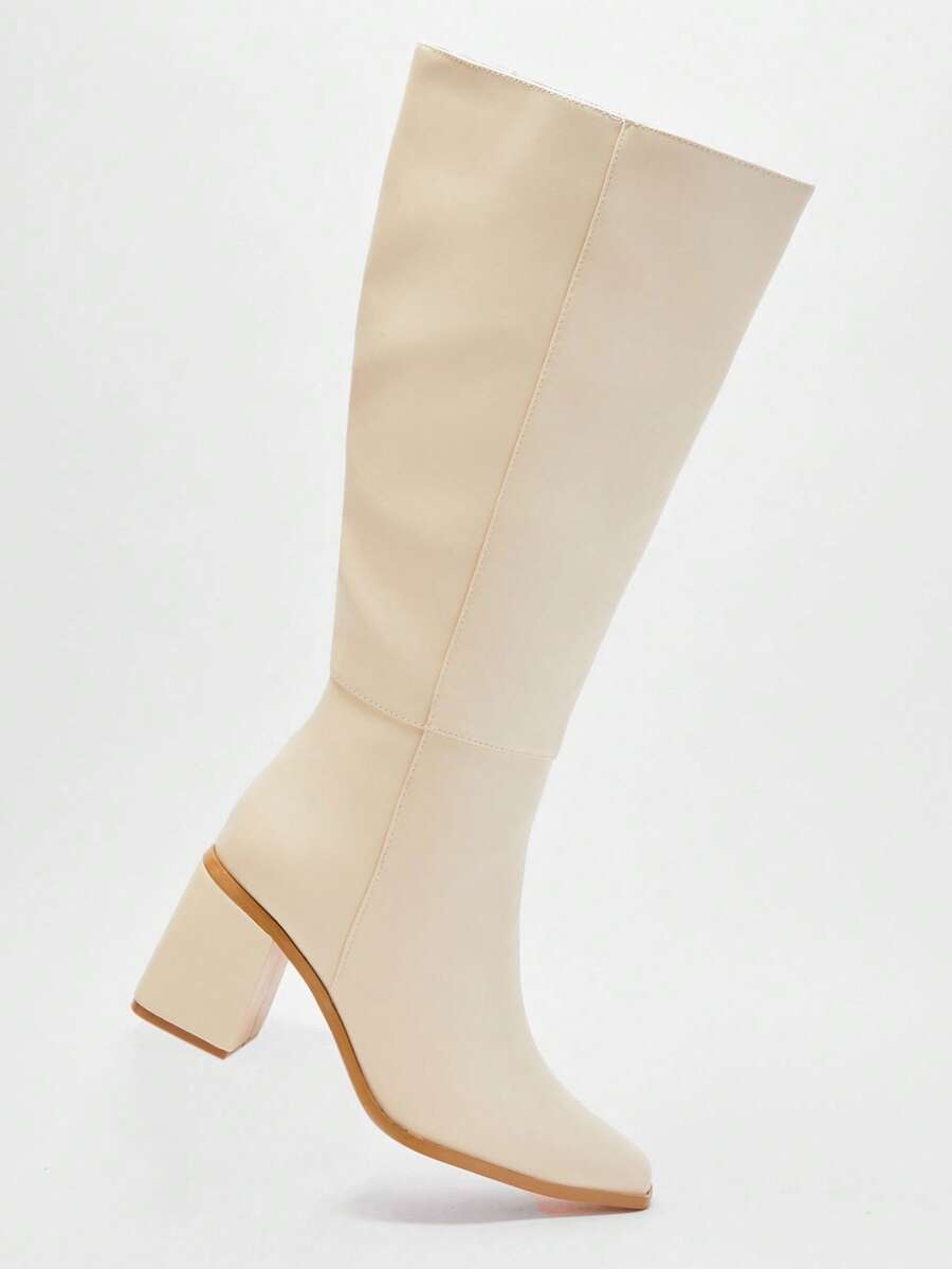 SHUZIA Women's Fashionable & Comfortable Knee-High Side Zipper Chunky Heel Boots Mensa