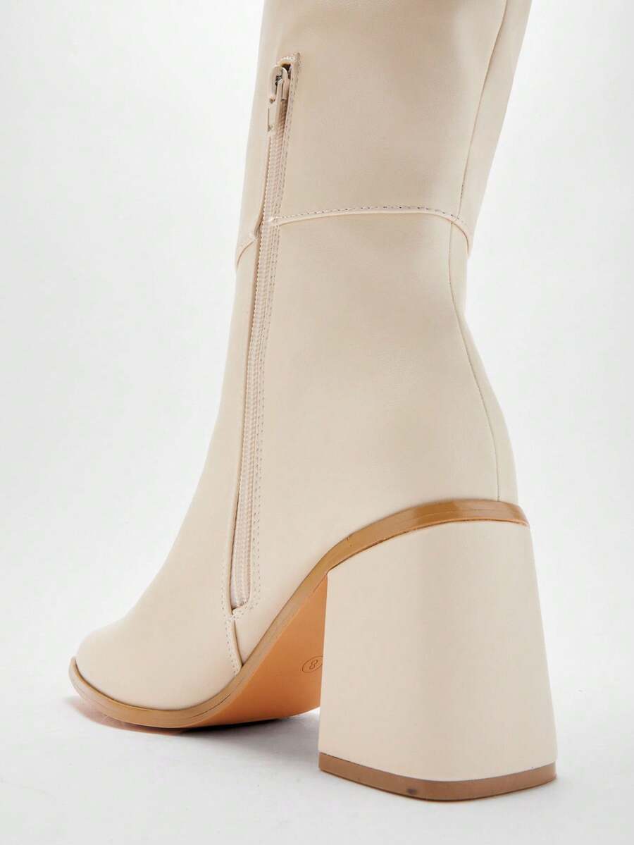 SHUZIA Women's Fashionable & Comfortable Knee-High Side Zipper Chunky Heel Boots Mensa