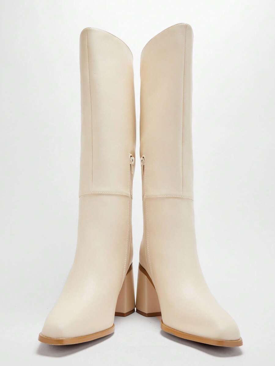 SHUZIA Women's Fashionable & Comfortable Knee-High Side Zipper Chunky Heel Boots Mensa