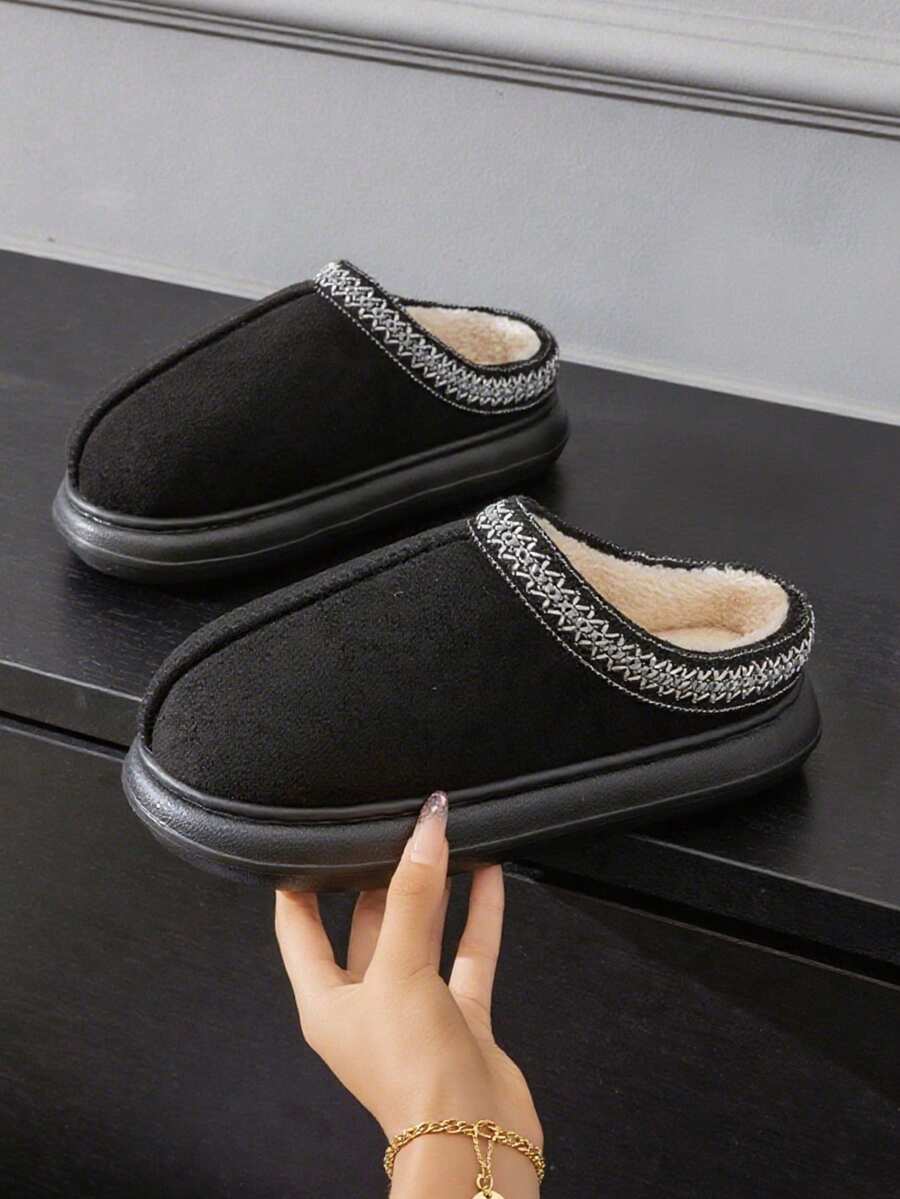 Women's Autumn Winter Plush Lined Thick Sole Slippers, Comfortable Non-Slip Warm Indoor Outdoor Soft Fuzzy Slides Mensa