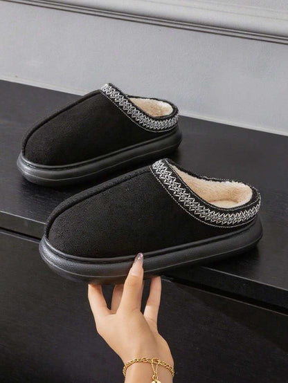 Women's Autumn Winter Plush Lined Thick Sole Slippers, Comfortable Non-Slip Warm Indoor Outdoor Soft Fuzzy Slides Mensa