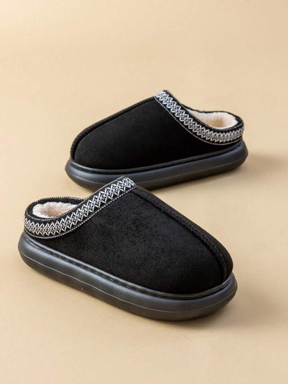 Women's Autumn Winter Plush Lined Thick Sole Slippers, Comfortable Non-Slip Warm Indoor Outdoor Soft Fuzzy Slides Mensa