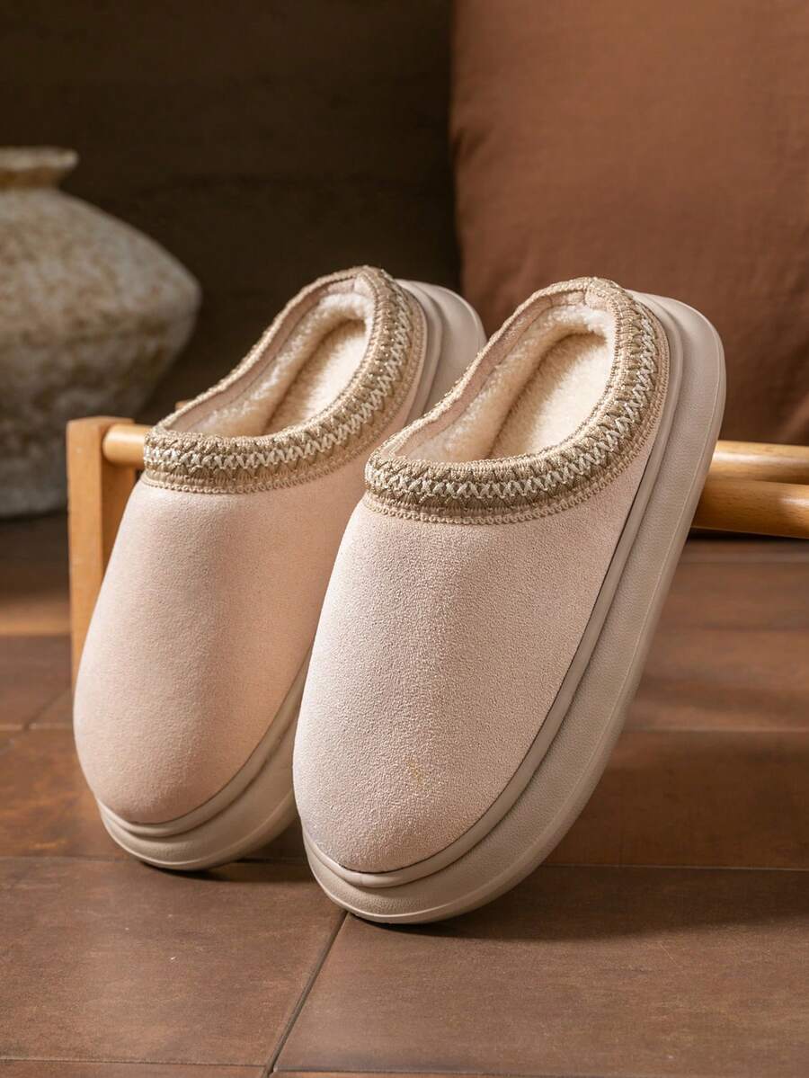 Women's Autumn Winter Plush Lined Thick Sole Slippers, Comfortable Non-Slip Warm Indoor Outdoor Soft Fuzzy Slides Mensa