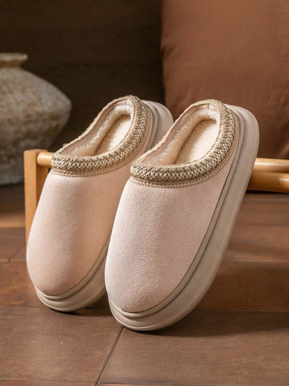 Women's Autumn Winter Plush Lined Thick Sole Slippers, Comfortable Non-Slip Warm Indoor Outdoor Soft Fuzzy Slides Mensa