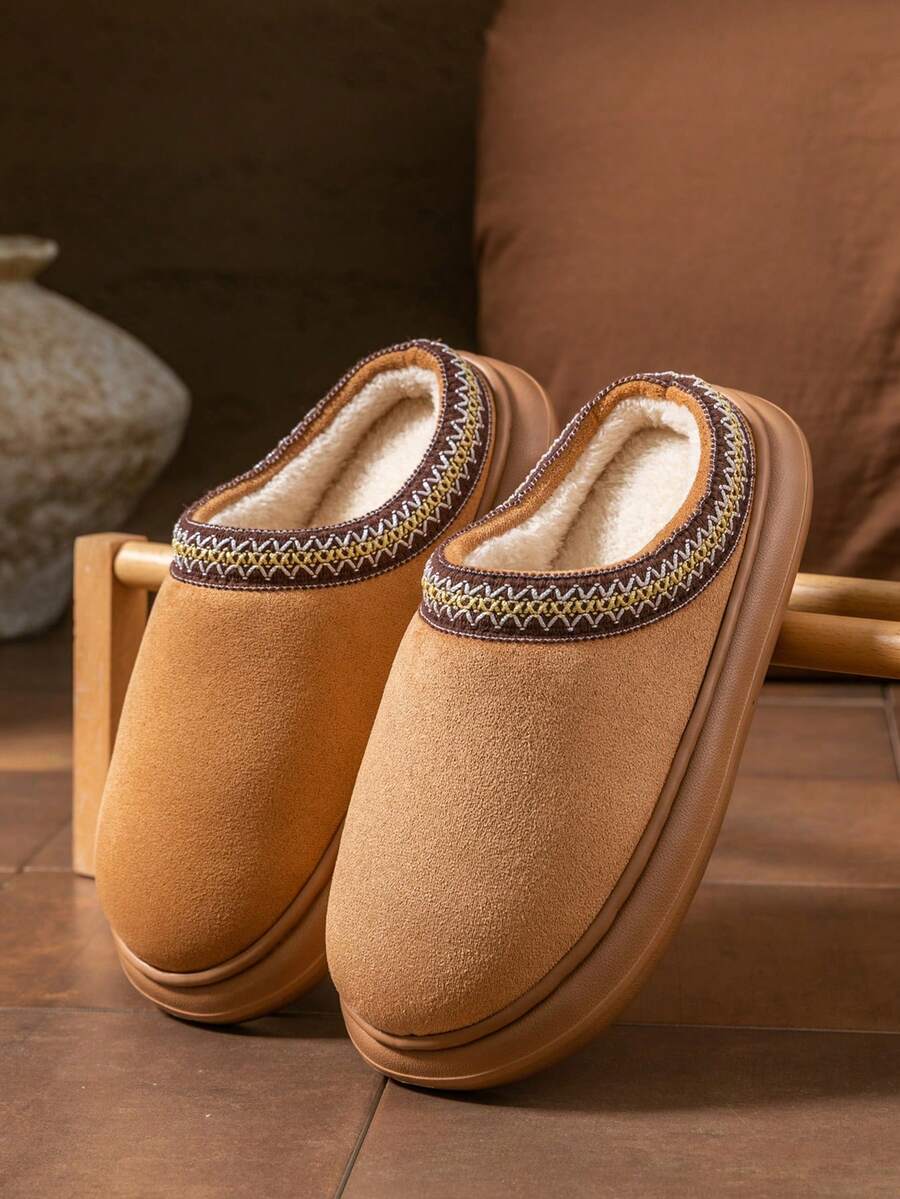 Women's Autumn Winter Plush Lined Thick Sole Slippers, Comfortable Non-Slip Warm Indoor Outdoor Soft Fuzzy Slides Mensa