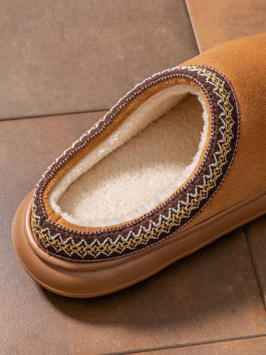 Women's Autumn Winter Plush Lined Thick Sole Slippers, Comfortable Non-Slip Warm Indoor Outdoor Soft Fuzzy Slides Mensa