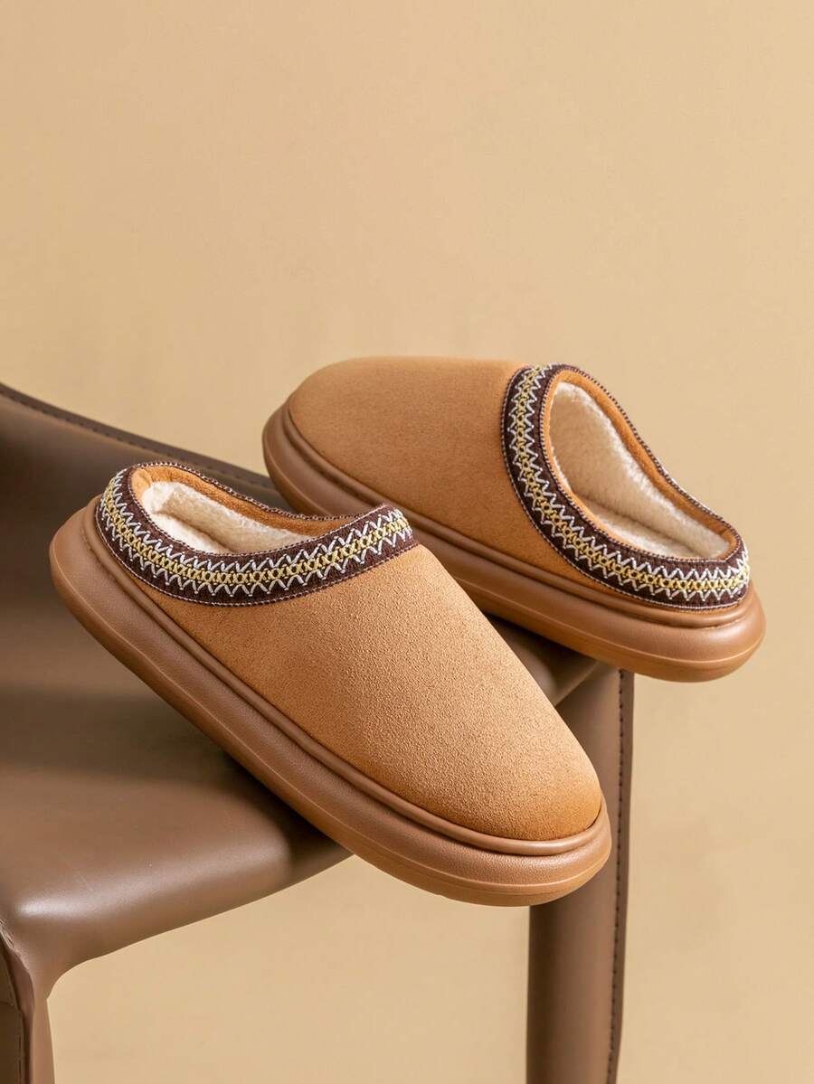 Women's Autumn Winter Plush Lined Thick Sole Slippers, Comfortable Non-Slip Warm Indoor Outdoor Soft Fuzzy Slides Mensa