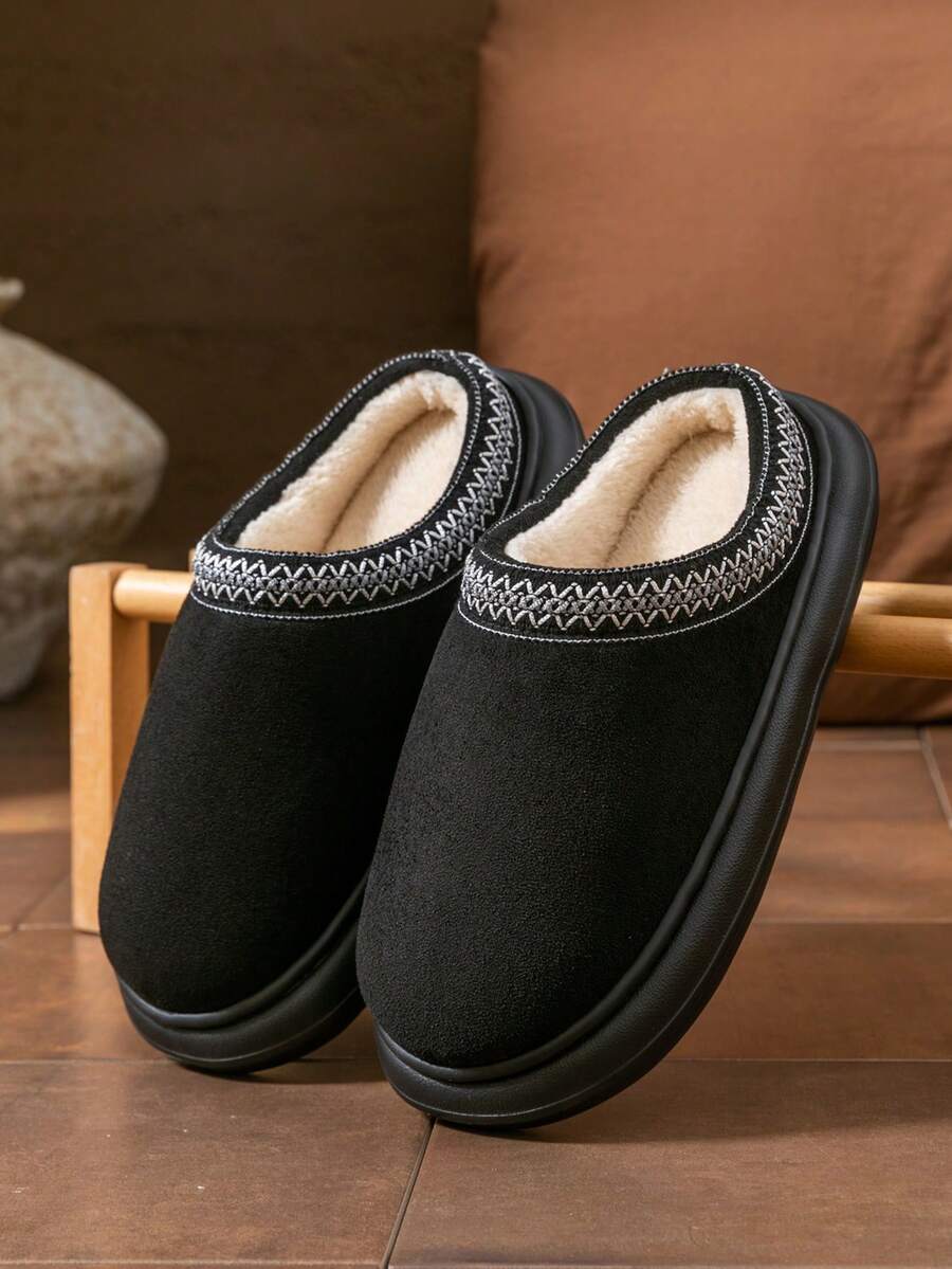 Women's Autumn Winter Plush Lined Thick Sole Slippers, Comfortable Non-Slip Warm Indoor Outdoor Soft Fuzzy Slides Mensa