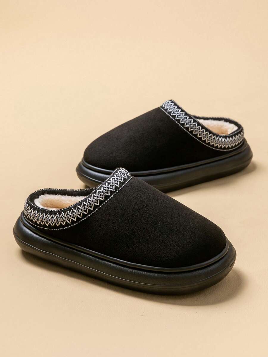 Women's Autumn Winter Plush Lined Thick Sole Slippers, Comfortable Non-Slip Warm Indoor Outdoor Soft Fuzzy Slides Mensa
