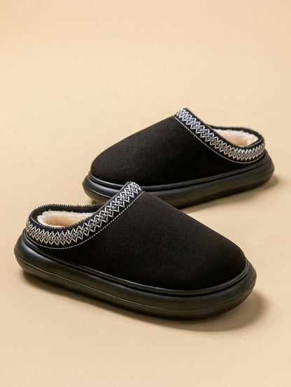 Women's Autumn Winter Plush Lined Thick Sole Slippers, Comfortable Non-Slip Warm Indoor Outdoor Soft Fuzzy Slides Mensa