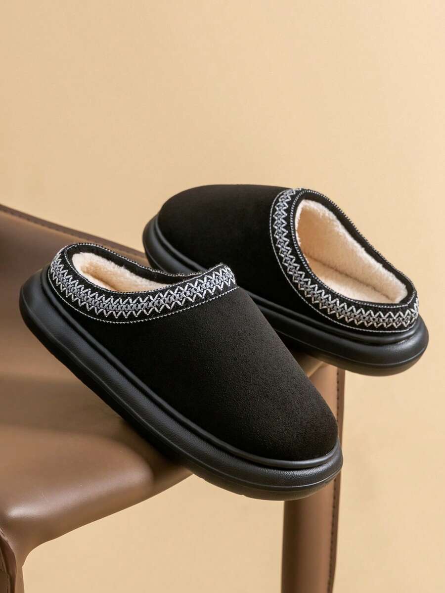 Women's Autumn Winter Plush Lined Thick Sole Slippers, Comfortable Non-Slip Warm Indoor Outdoor Soft Fuzzy Slides Mensa
