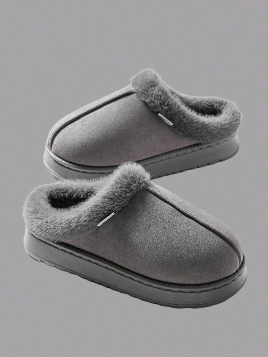 Women's Autumn Winter Plush Lined Thick Sole Slippers, Comfortable Non-Slip Warm Indoor Outdoor Soft Fuzzy Slides Mensa