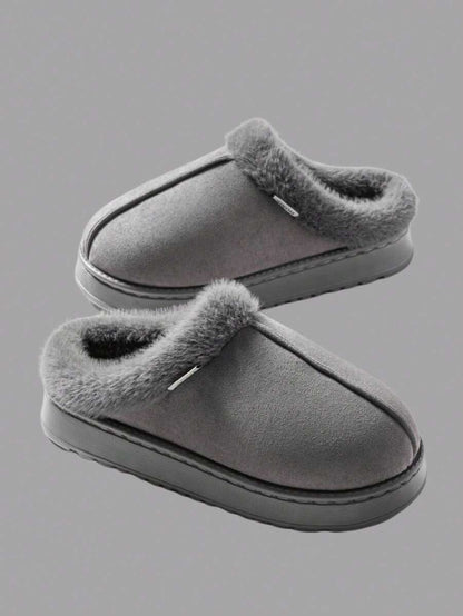 Women's Autumn Winter Plush Lined Thick Sole Slippers, Comfortable Non-Slip Warm Indoor Outdoor Soft Fuzzy Slides Mensa