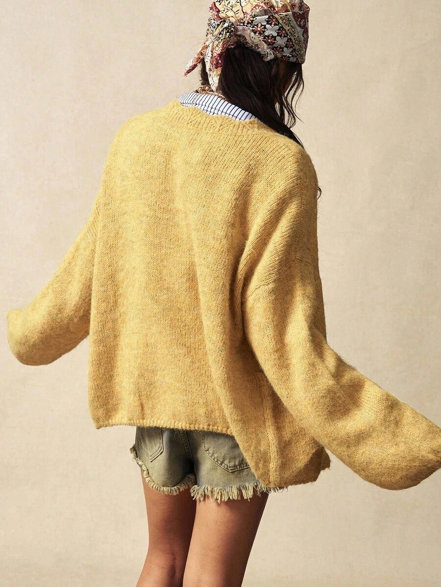 Megeve Oversized Fuzzy Knit Button Front Cardigan