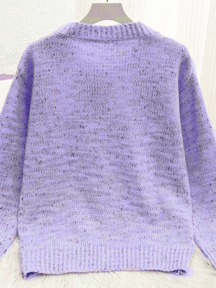 Kinsale Speckled Knit Crew Neck Button Front Cardigan