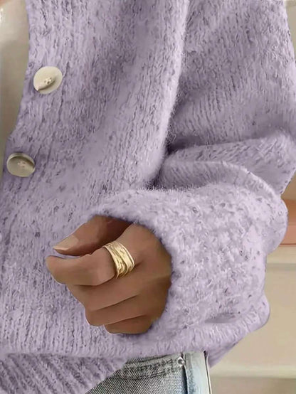 Kinsale Speckled Knit Crew Neck Button Front Cardigan