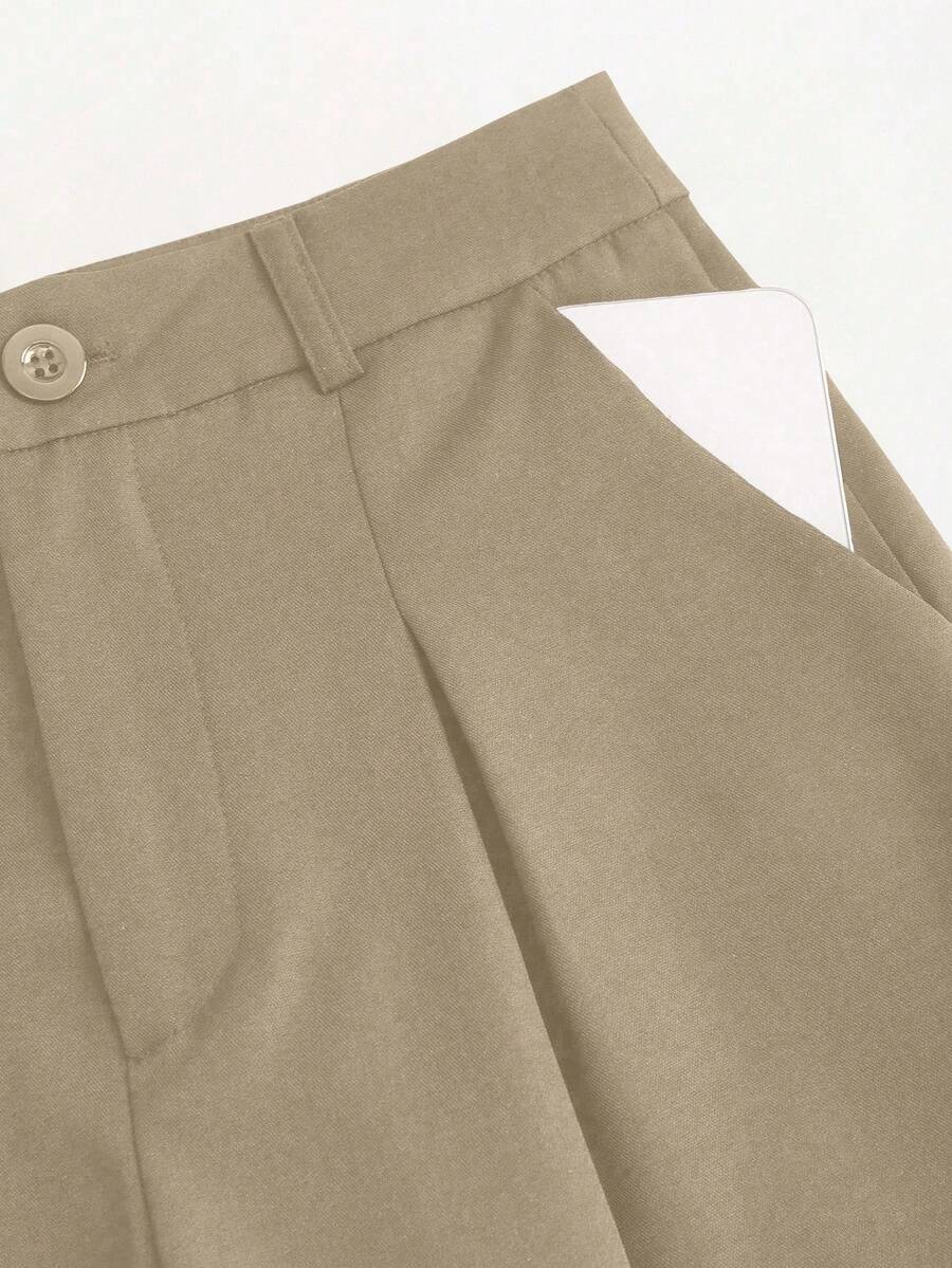 Rhea Two Piece Set Button Vest and Pleated Wide Leg Pants - Sand