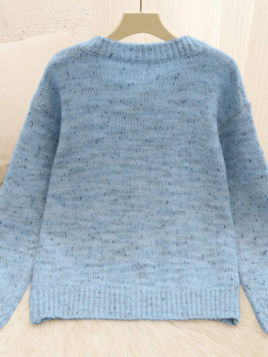Kinsale Speckled Knit Crew Neck Button Front Cardigan
