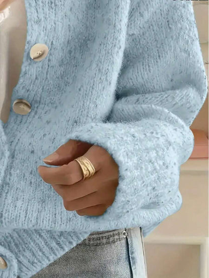 Kinsale Speckled Knit Crew Neck Button Front Cardigan