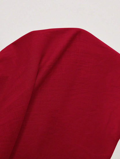 Arabella Classic Collared Button Down Long Sleeve Cotton Shirt - Red