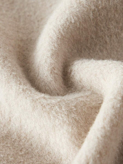 Flavia Belted Wrap Coat with Faux Fur Cuffs and Shawl Collar - Beige