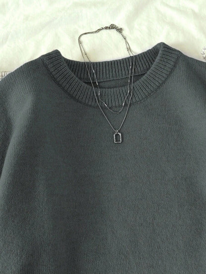 Women's Oversized Crew Neck Pullover Sweater, Relaxed Knit Sweater for Fall Winter - Camel