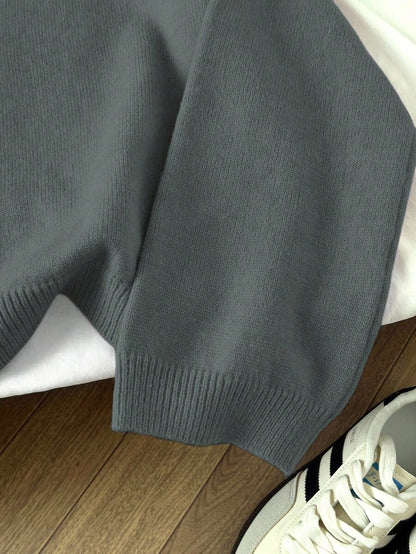 Women's Oversized Crew Neck Pullover Sweater, Relaxed Knit Sweater for Fall Winter - Green