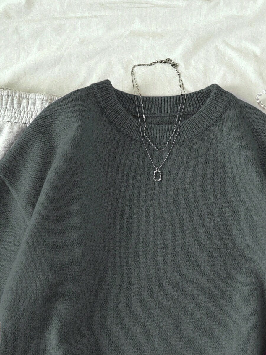 Women's Oversized Crew Neck Pullover Sweater, Relaxed Knit Sweater for Fall Winter - Royal Blue