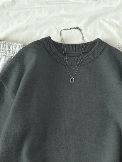 Women's Oversized Crew Neck Pullover Sweater, Relaxed Knit Sweater for Fall Winter - Royal Blue