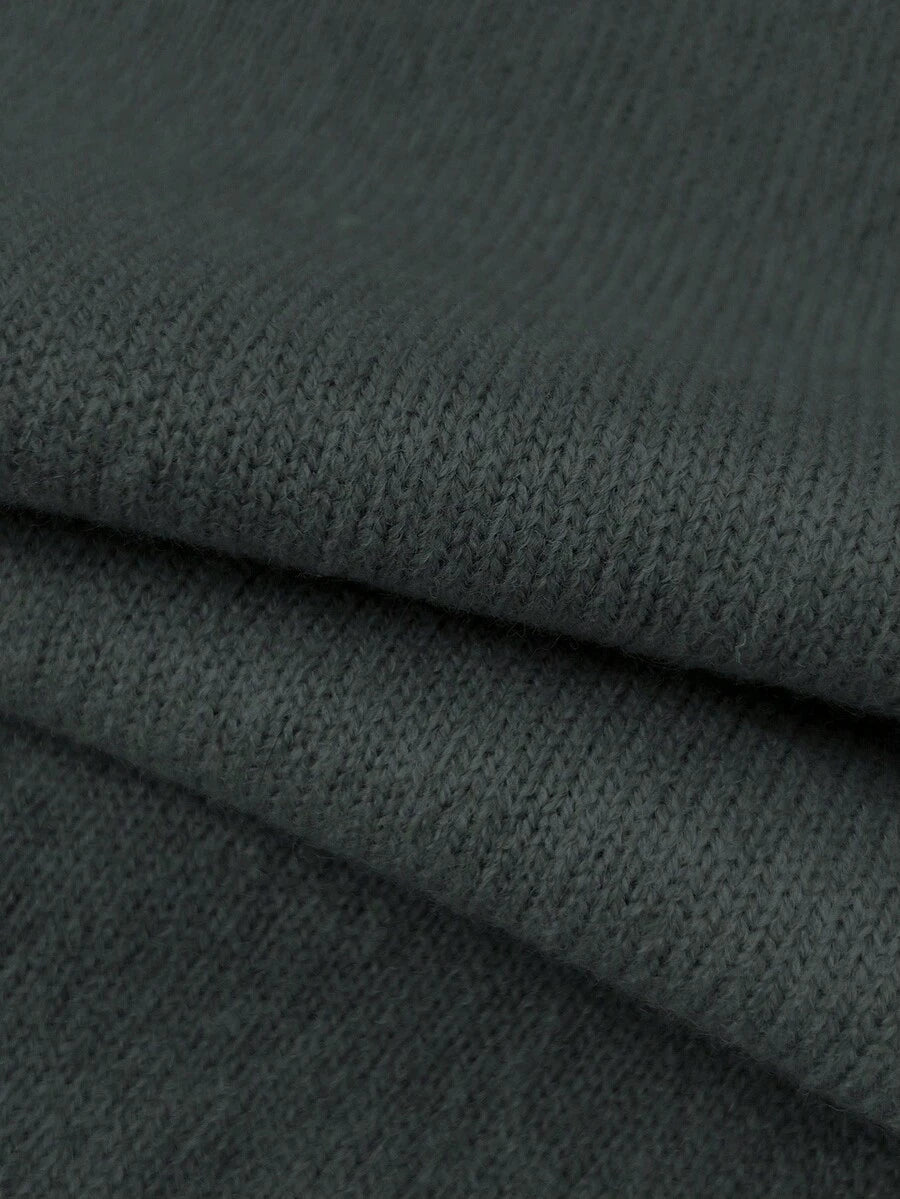 Women's Oversized Crew Neck Pullover Sweater, Relaxed Knit Sweater for Fall Winter - Dark Grey
