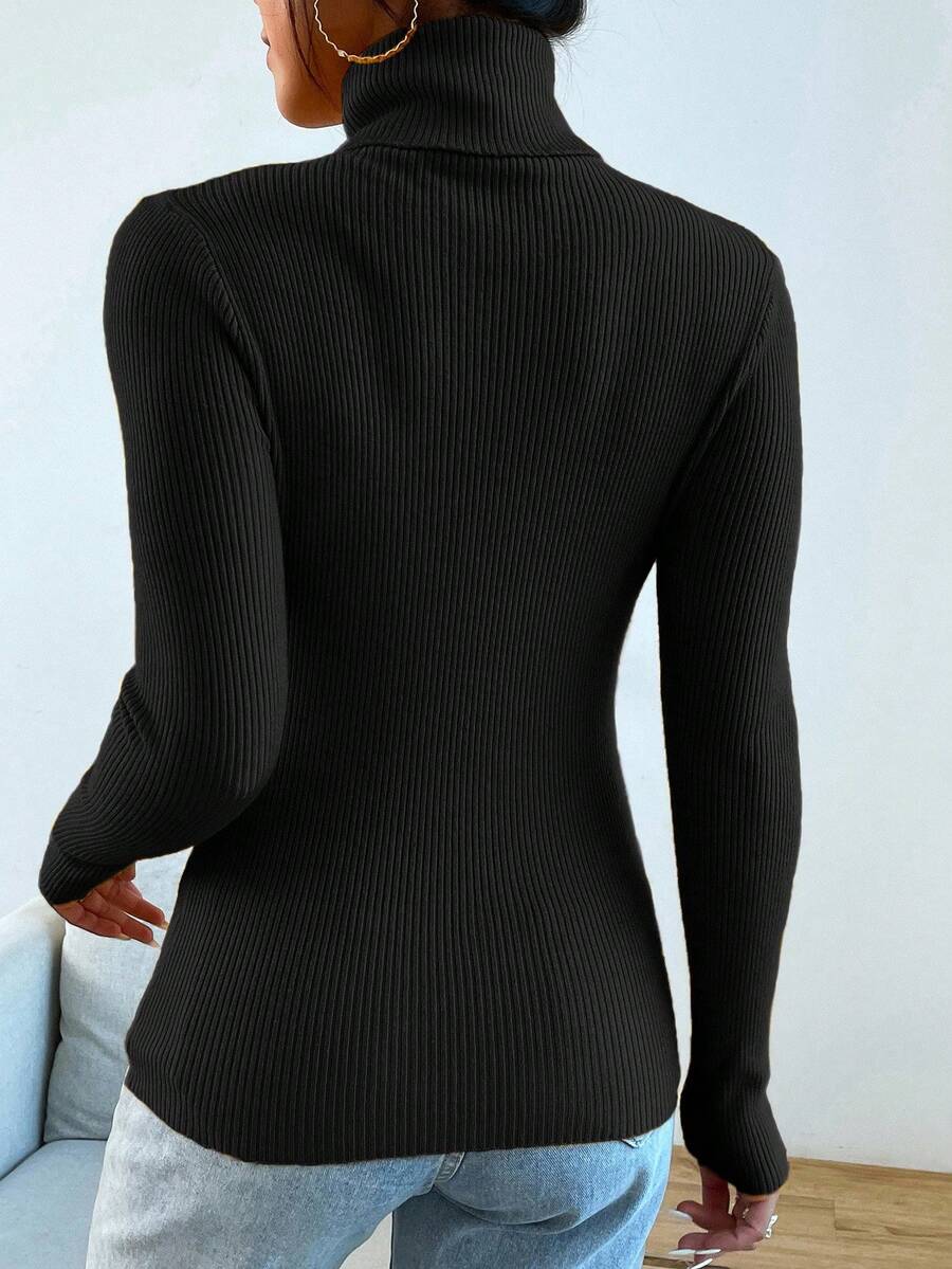 Nicolette Slim Fit Ribbed Knit Turtleneck Long Sleeve Sweater - Mint Green