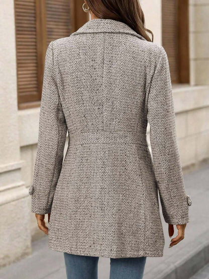 Juliana Single-Breasted Collared Coat with Button Front and Pockets - Brown