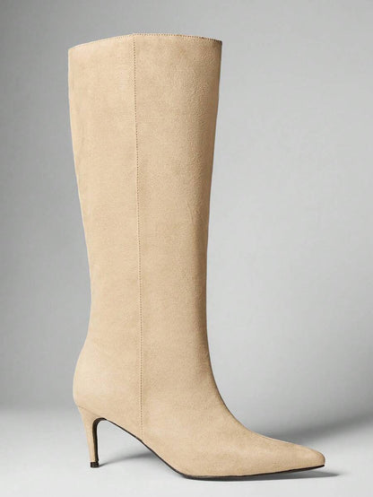 SHUZIA Women Low Heel Minimalist Basic Everyday Comfort Suede Taupe Heeled Boots For Christmas Mensa
