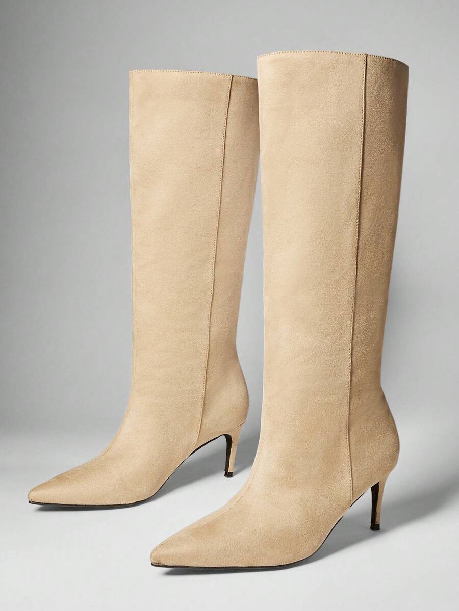 SHUZIA Women Low Heel Minimalist Basic Everyday Comfort Suede Taupe Heeled Boots For Christmas Mensa