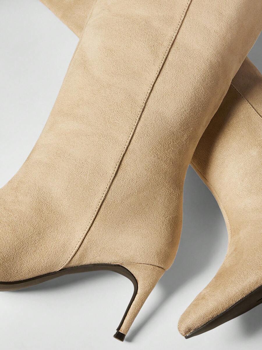 SHUZIA Women Low Heel Minimalist Basic Everyday Comfort Suede Taupe Heeled Boots For Christmas Mensa