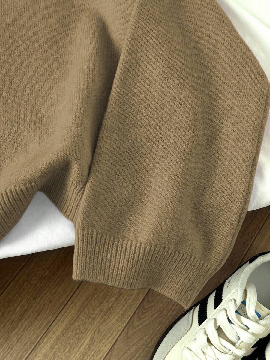 Women's Oversized Crew Neck Pullover Sweater, Relaxed Knit Sweater for Fall Winter - Black