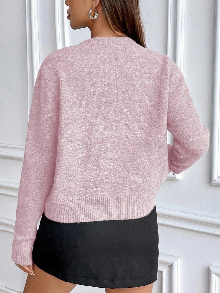 Women's Crew Neck Ribbed Knit Sweater, Fitted Pullover for Fall Winter - Royal Blue