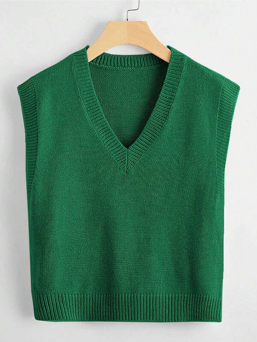 Marisa Fine Knit V-Neck Sleeveless Sweater Vest - Brown