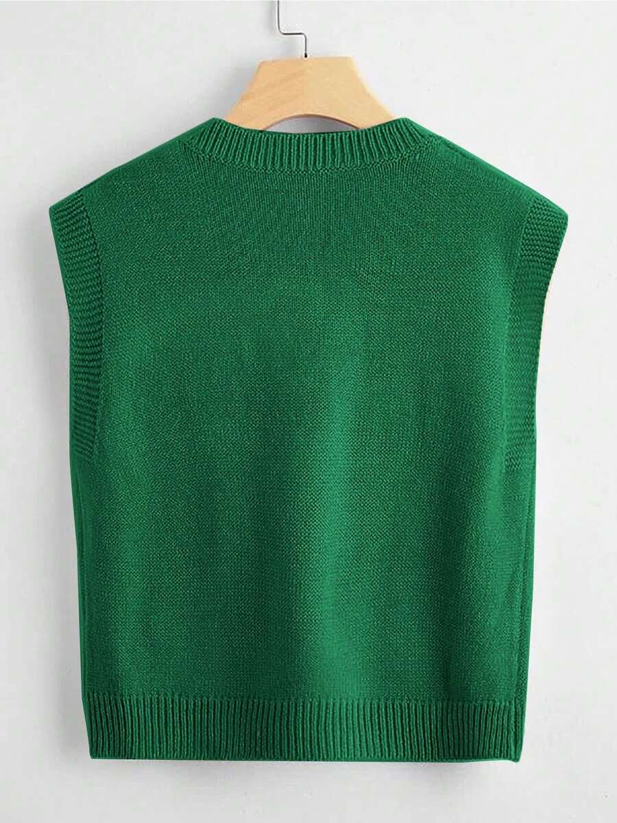Marisa Fine Knit V-Neck Sleeveless Sweater Vest - Burgundy