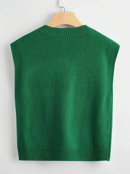 Marisa Fine Knit V-Neck Sleeveless Sweater Vest - Burgundy