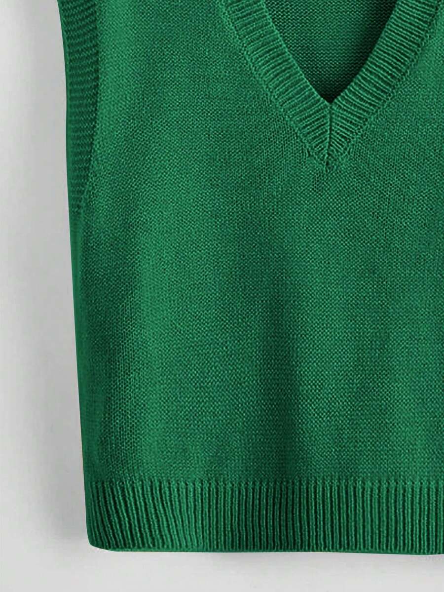 Marisa Fine Knit V-Neck Sleeveless Sweater Vest - Maroon