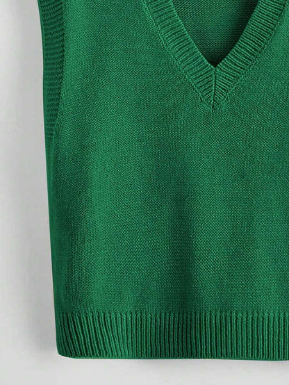 Marisa Fine Knit V-Neck Sleeveless Sweater Vest - Maroon