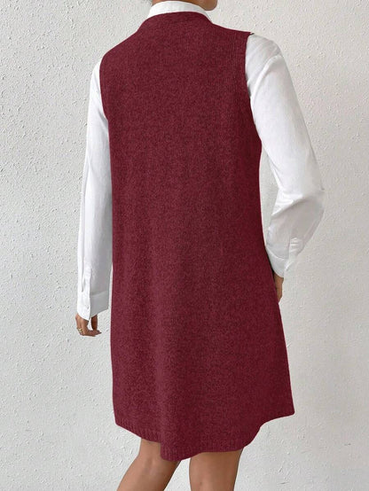 Amara Marled Knit Sleeveless Sweater Dress - Olive Green