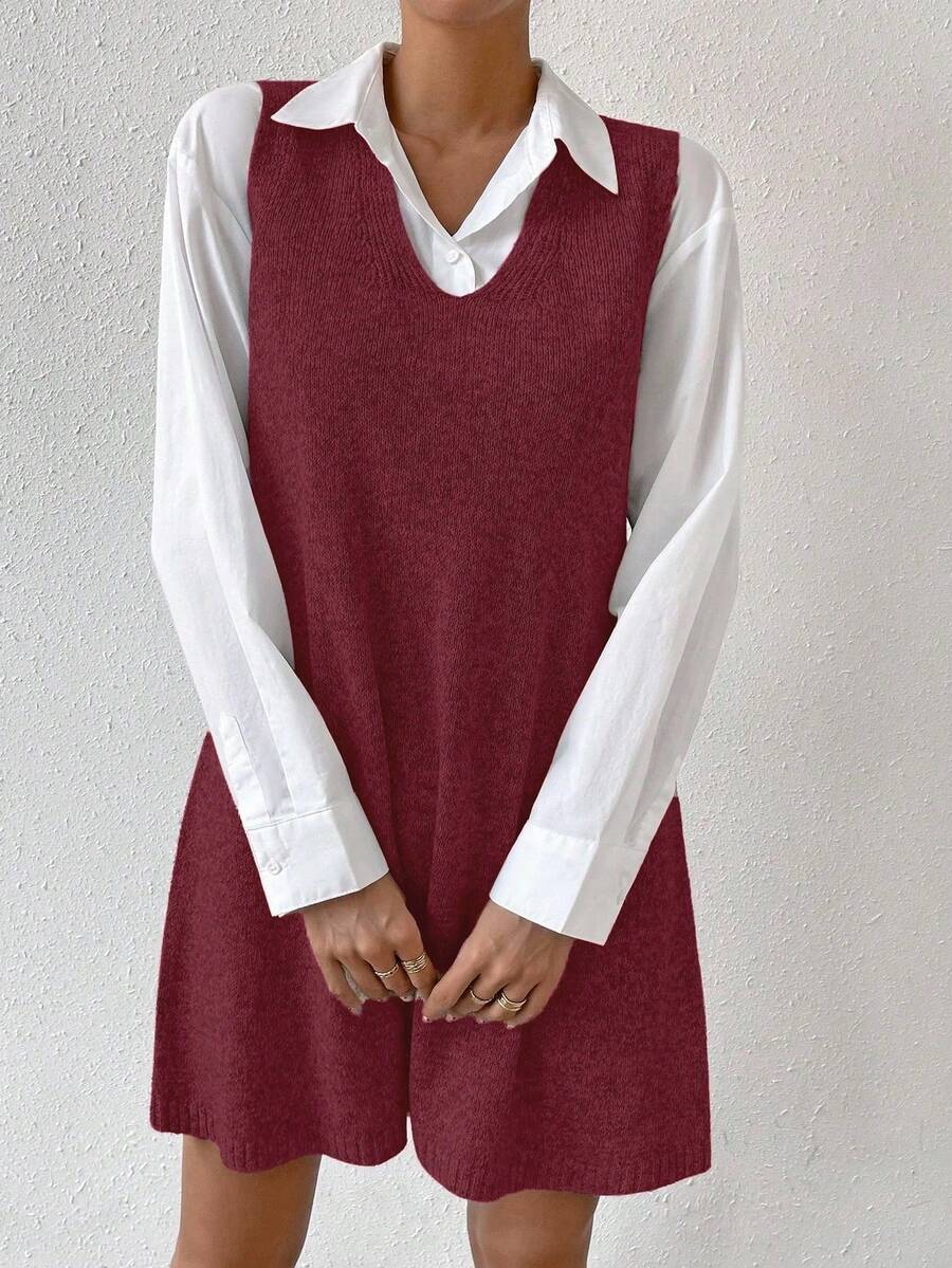 Amara Marled Knit Sleeveless Sweater Dress - Apricot