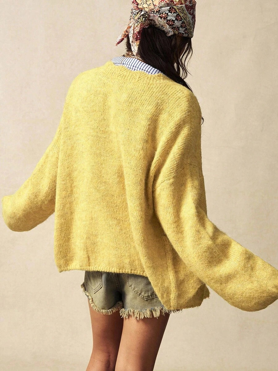 Megeve Oversized Fuzzy Knit Button Front Cardigan