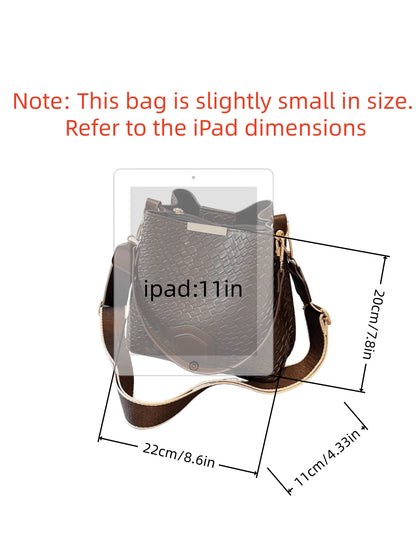 Lausanne Suede Look Bucket Bag with Wide Shoulder Strap